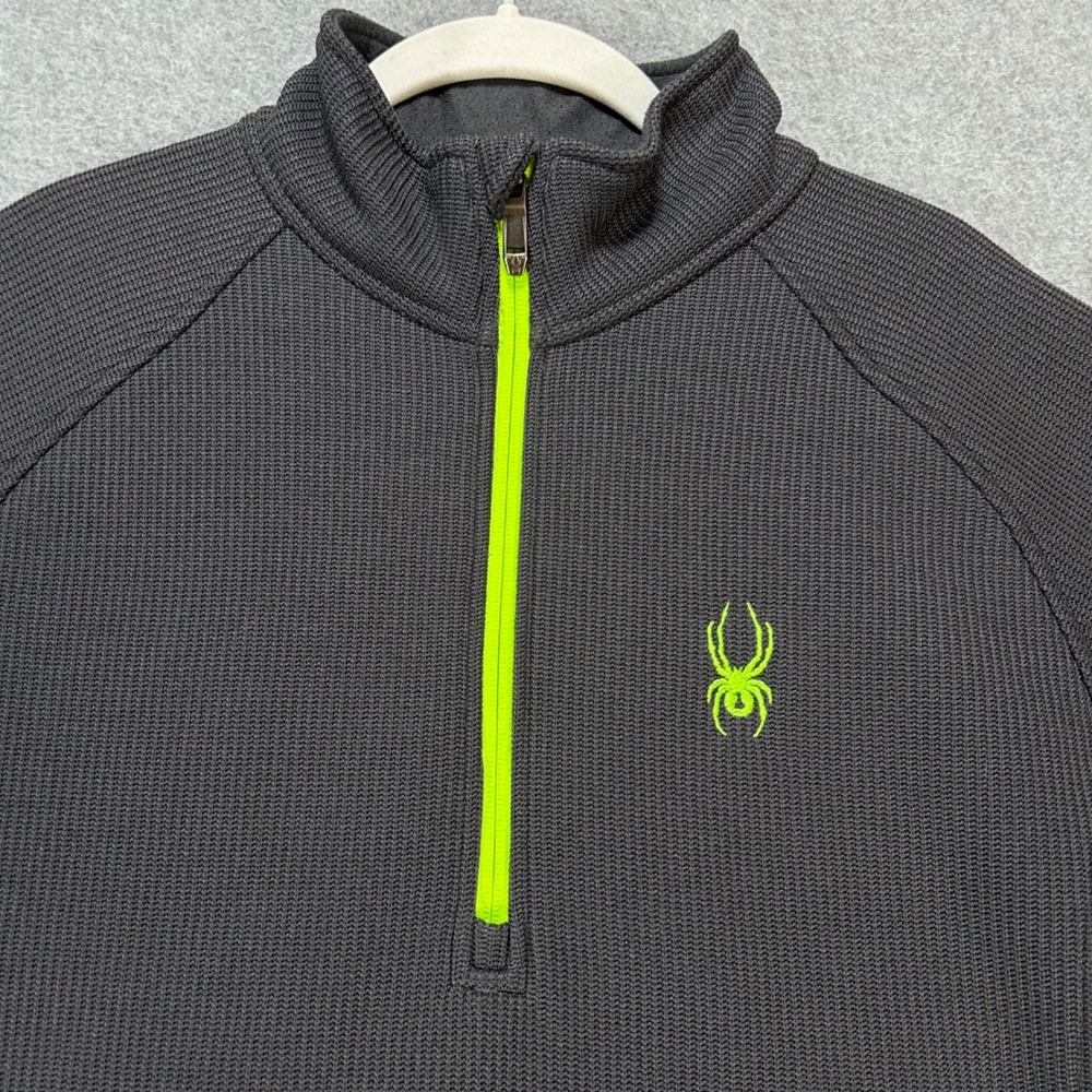 Spyder Pullover Core Sweater Mens Medium Gray Lime Green Outdoor Activewear